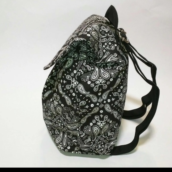 VS PINK Mini B&W Paisley/Bandana Print Drawstring Backpack - Picture 5 of 8